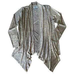 Joan Vass Metallic Gold Black Heathered Cardigan Jacket, Large